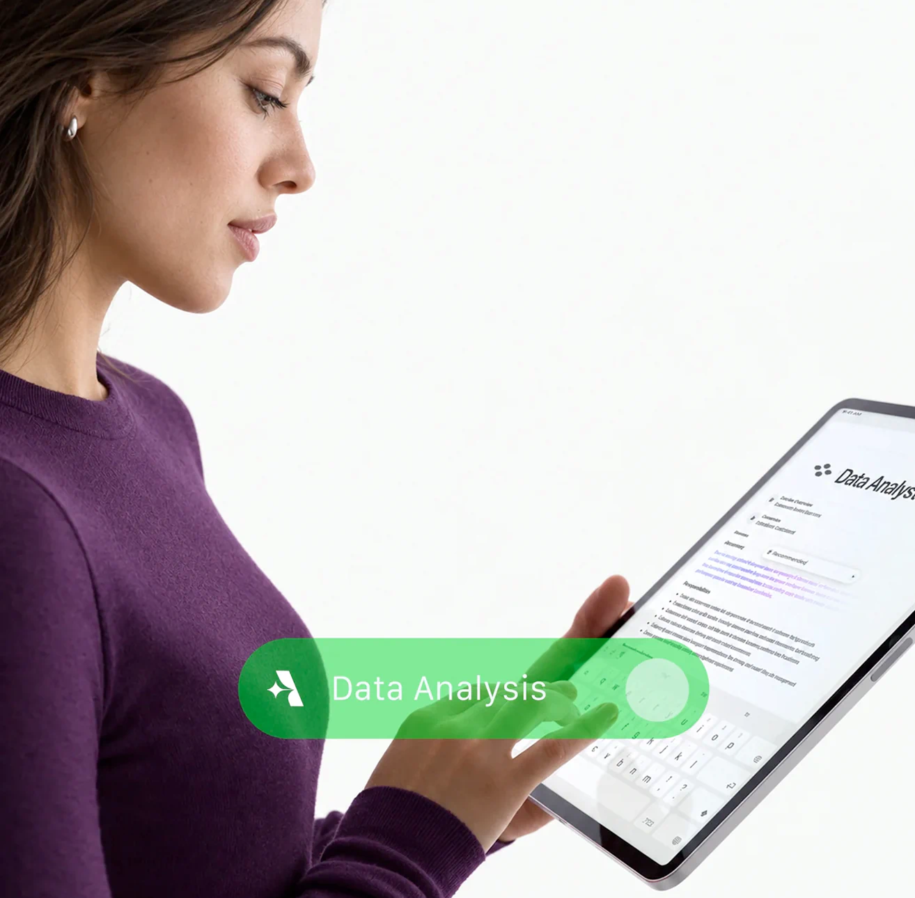 A seller reading a Mettra AI data analysis on a tablet