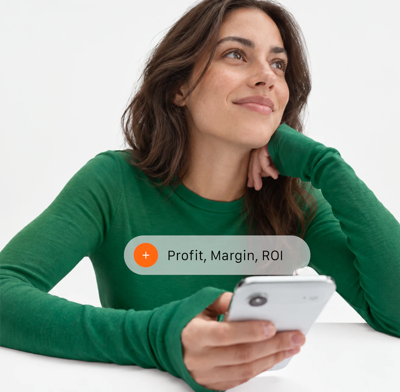 A seller checking profit, margin and ROI on a phone