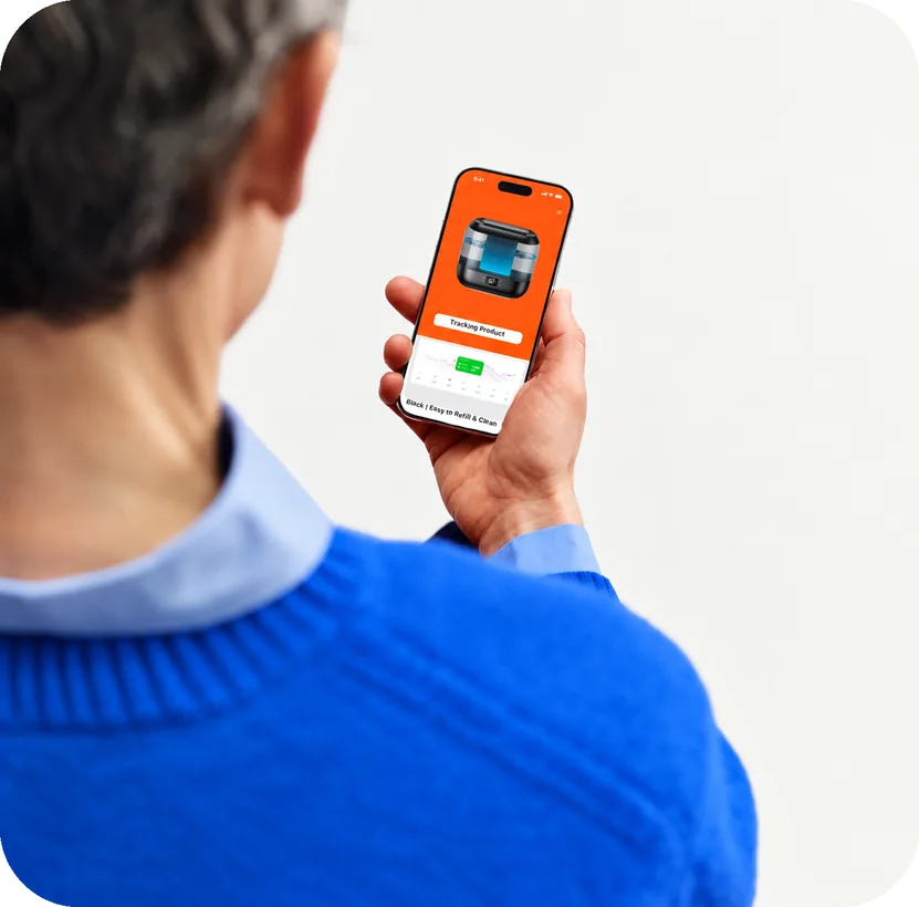 A seller reading tracked product data on a tablet
